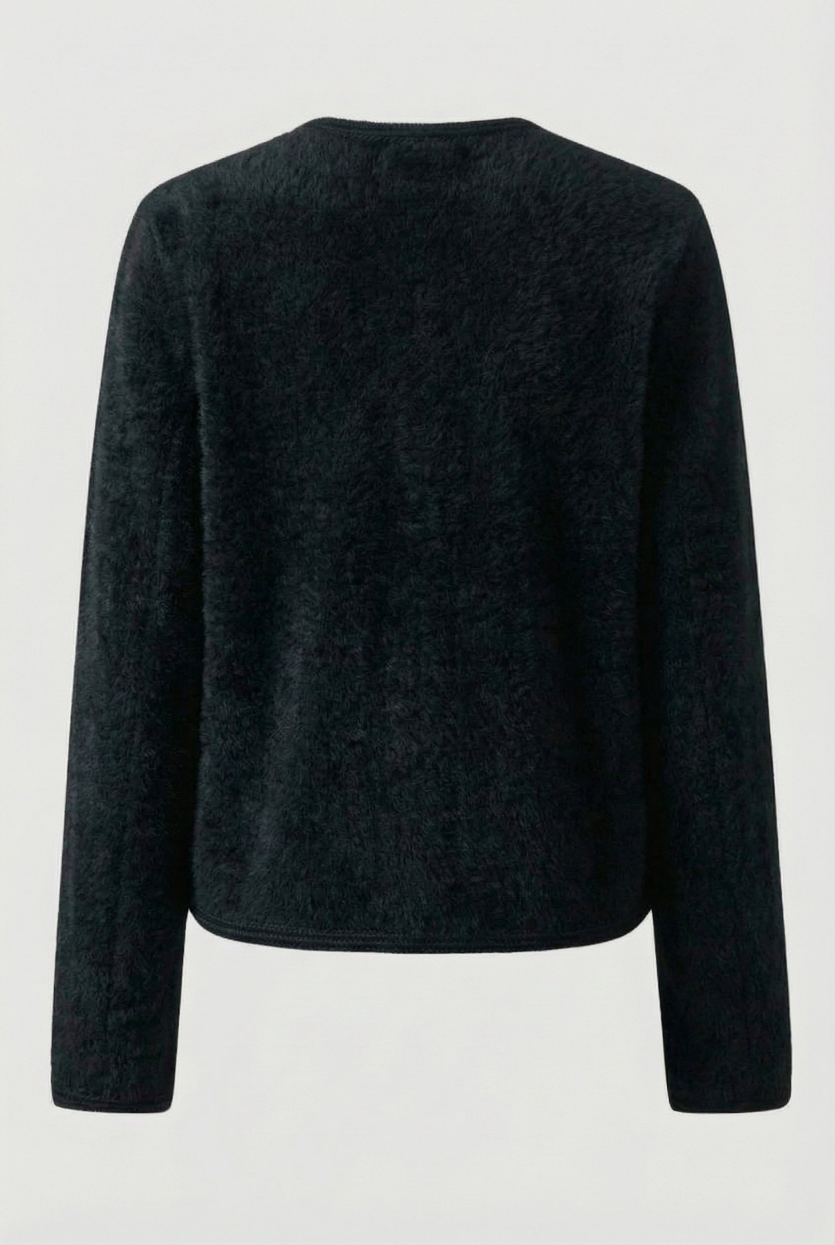 Victoria black long cardigan sweater with open front by Lumina Wear, cozy and lightweight for layered winter style.
