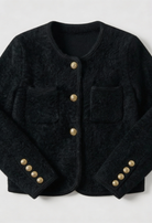 Victoria cozy black long cardigan sweater with open front design by Lumina Wear, soft knit and relaxed fit.