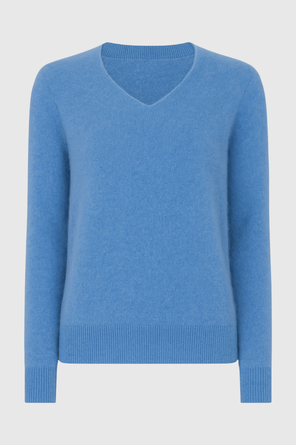 Blue Victoria Lumina Wear women's V-neck sweater featuring a cozy fit and flattering silhouette, perfect for casual wear.