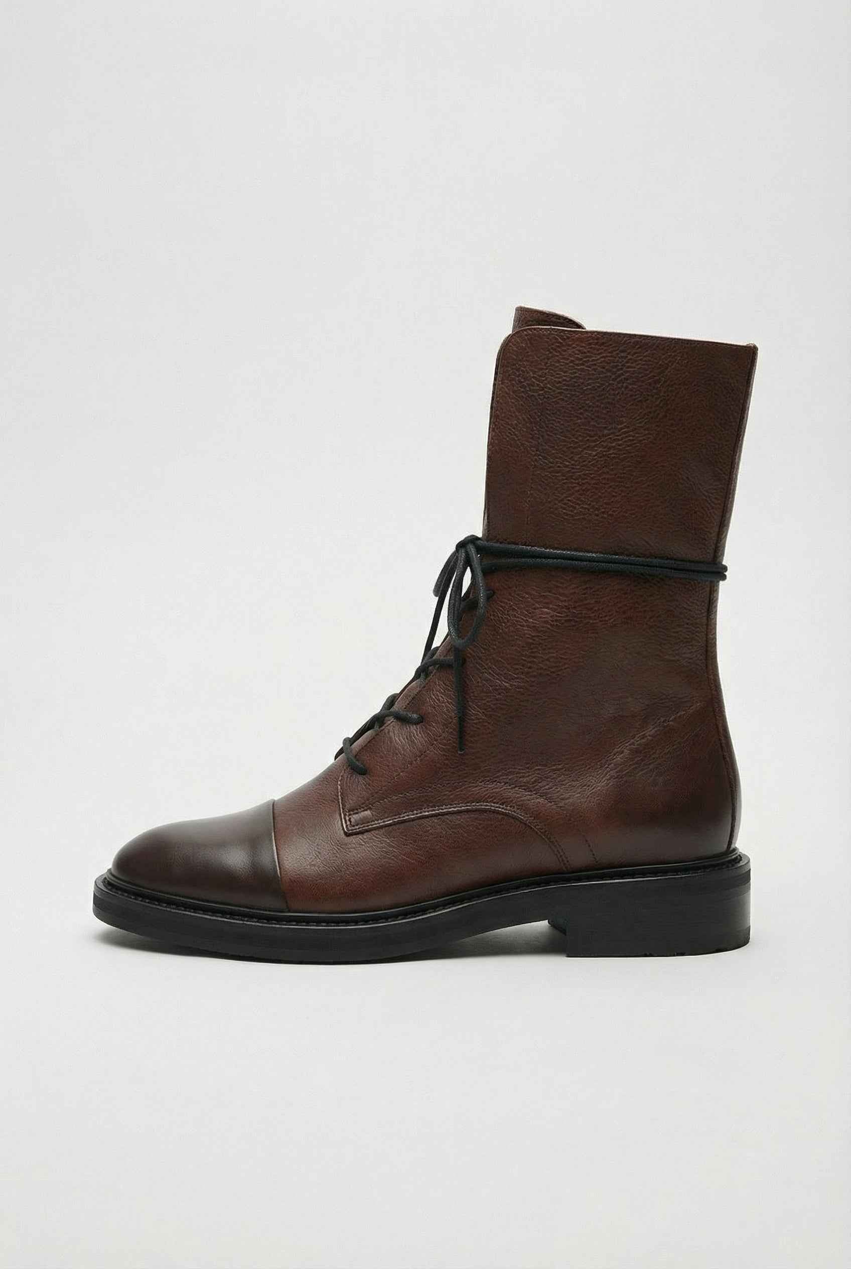 Victoria cozy brown lace-up ankle boots by Lumina Wear with chic detailing, dark brown leather, and stylish design.