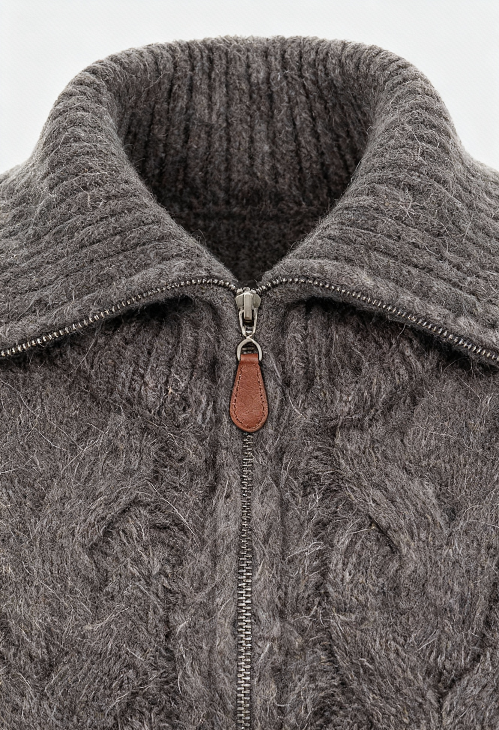 Gray cardigan sweater by Lumina Wear featuring a cozy fit and zipper detail, perfect for casual or layered looks.
