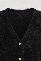 Victoria Lumina black long cardigan sweater with open front design, cozy and stylish for casual wear.
