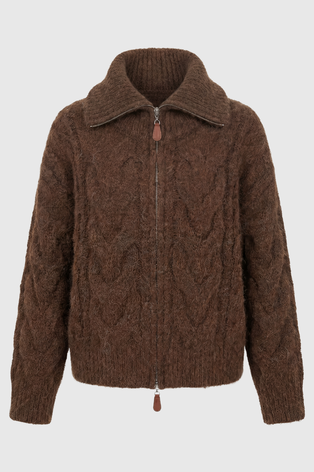 Lumina Wear Victoria cozy long cardigan with zipper closure, soft knit sweater with pockets and relaxed fit.