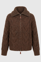 Lumina Wear Victoria cozy long cardigan with zipper closure, soft knit sweater with pockets and relaxed fit.