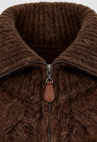 Victoria cozy long cardigan sweater with zipper closure from Lumina Wear, featuring soft knit fabric and relaxed fit.