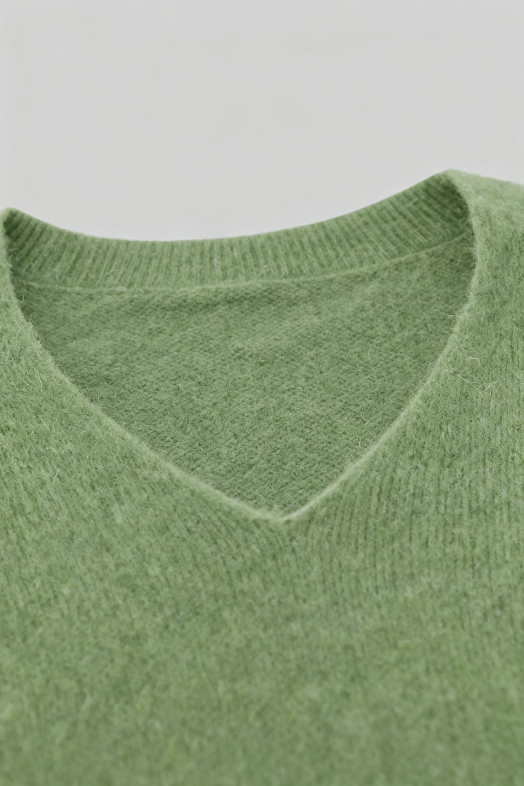 Olive green Lumina Wear Victoria cozy sweater with flattering V-neck, soft knit fabric, and long sleeves.