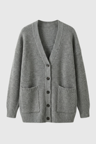 Grey Victoria oversized long cardigan with ribbed details from Lumina Wear, cozy and stylish for layered comfort.