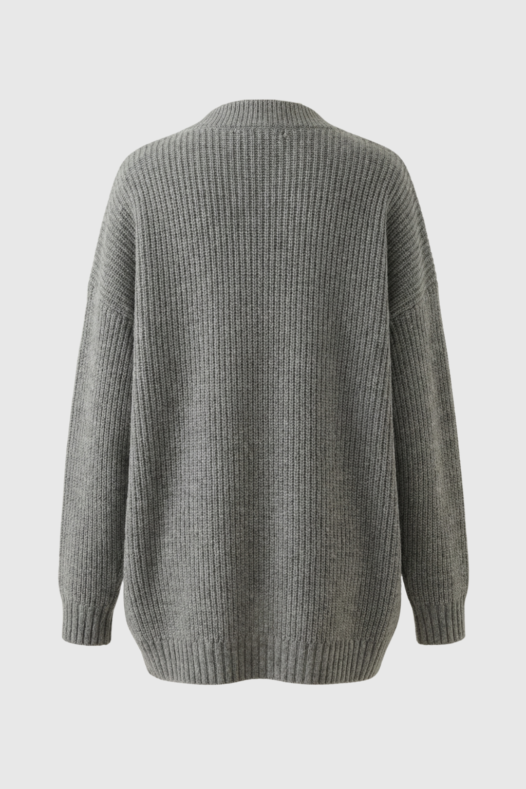 Grey Lumina Wear Victoria oversized long cardigan with cozy ribbed details and relaxed fit, ideal for casual layering.