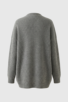 Grey Lumina Wear Victoria oversized long cardigan with cozy ribbed details and relaxed fit, ideal for casual layering.