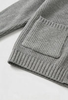 Grey Victoria Lumina Wear oversized long cardigan with ribbed details, cozy and stylish sweater for casual wear.