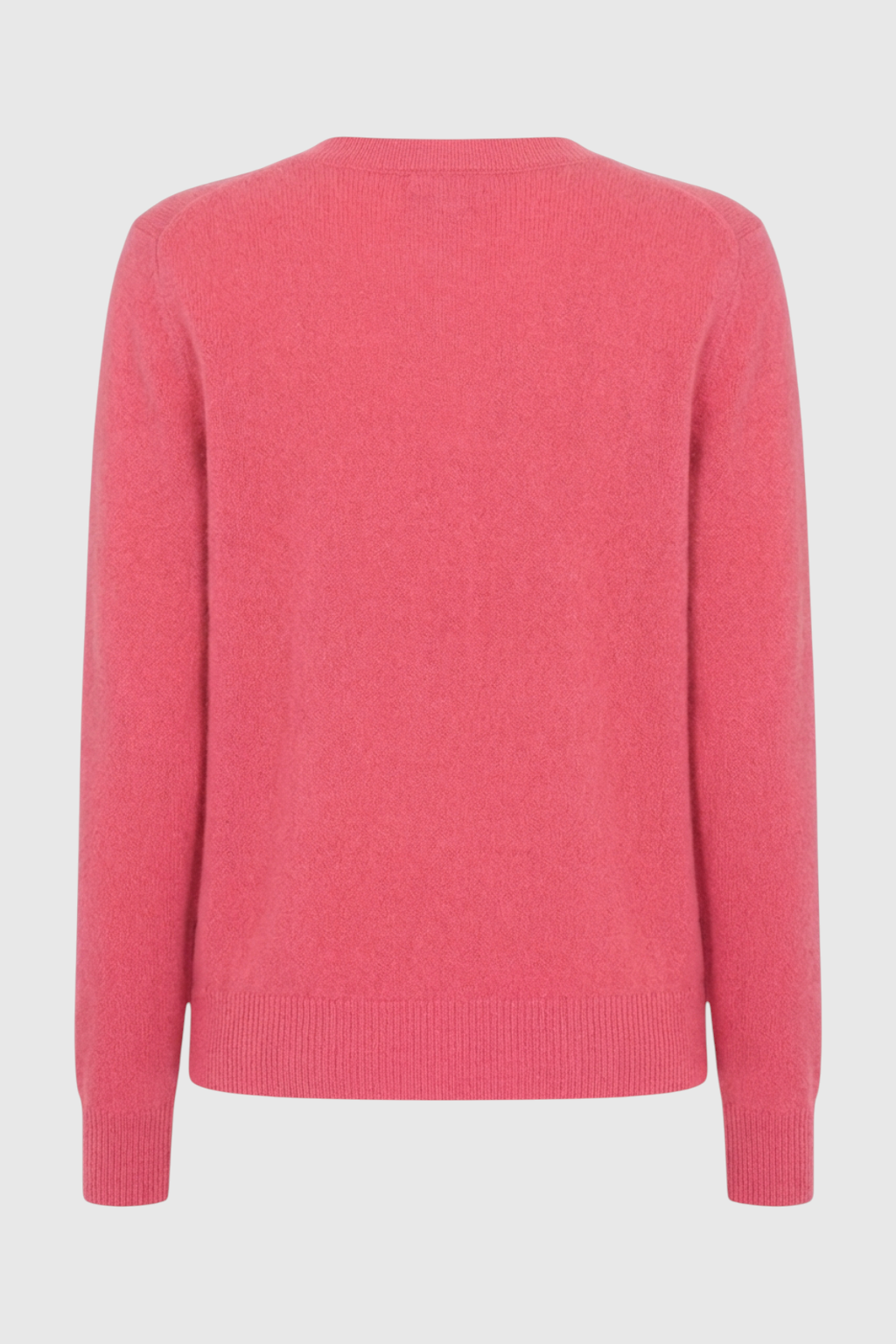 Victoria Lumina Wear cozy pink-red V-neck sweater with a flattering fit, featuring soft knit fabric and stylish design.