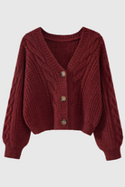 Victoria cozy red long cardigan by Lumina Wear featuring ribbed details, perfect for layered winter or fall outfits.