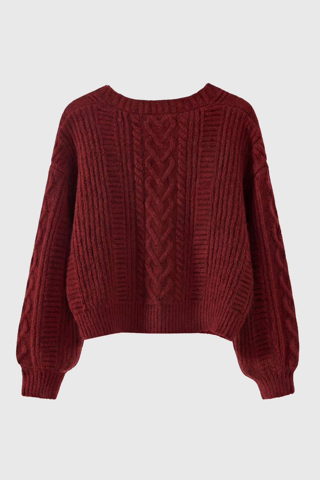 Lumina Wear Victoria cozy red long cardigan with ribbed details, soft knit sweater perfect for layering.