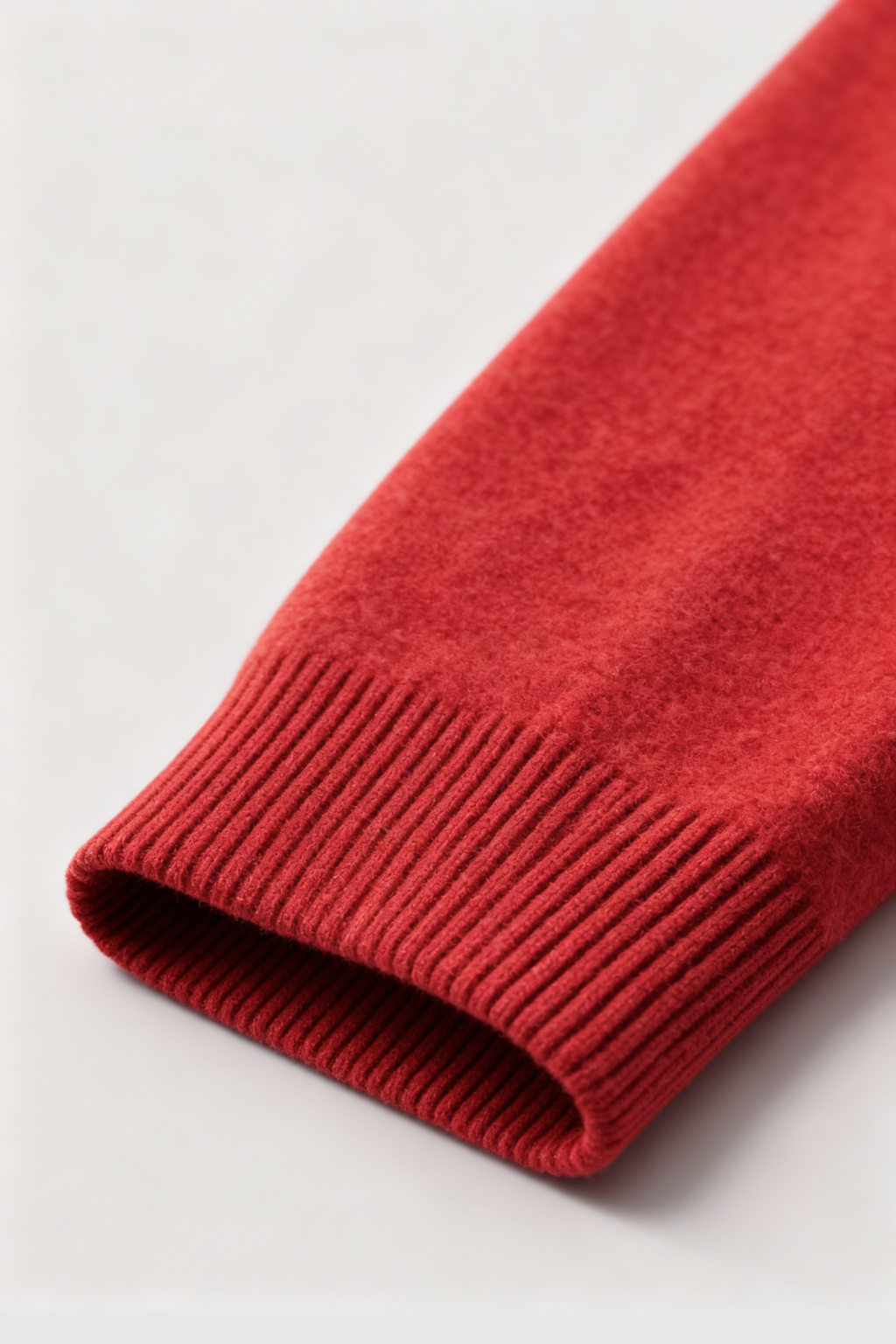 Lumina Wear Victoria cozy red sweater with a flattering fit, showcasing soft knit fabric and stylish design on a model.