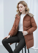 Black Victoria Lumina Wear cozy sherpa-collar hooded puffer coat, lightweight winter jacket with quilted design and warm insulation.