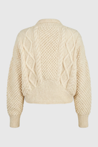 Victoria white knit cardigan sweater by Lumina Wear, featuring a cozy, relaxed fit and soft textured fabric.