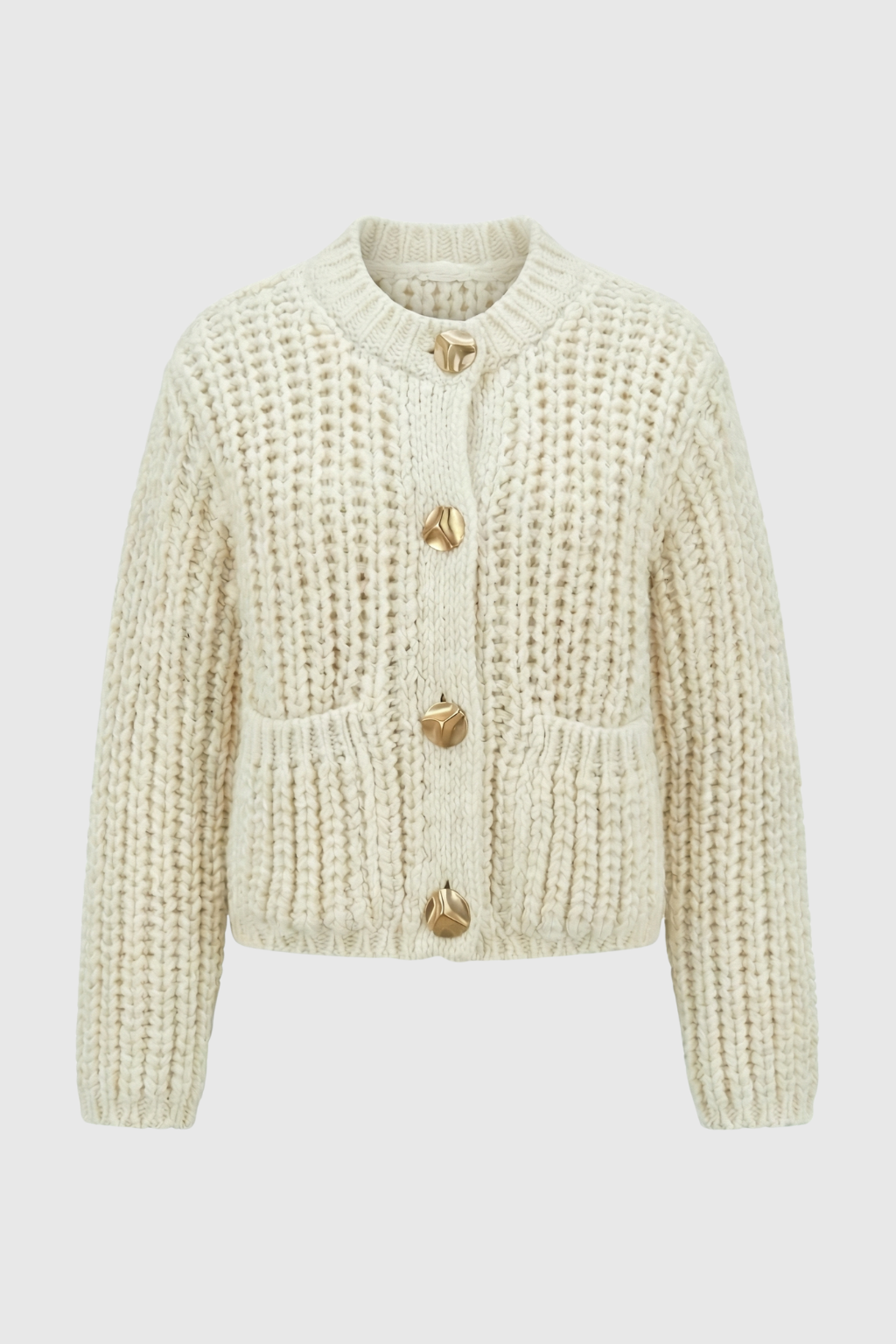 Victoria white long cardigan sweater by Lumina Wear, featuring a cozy relaxed fit and soft knit fabric.