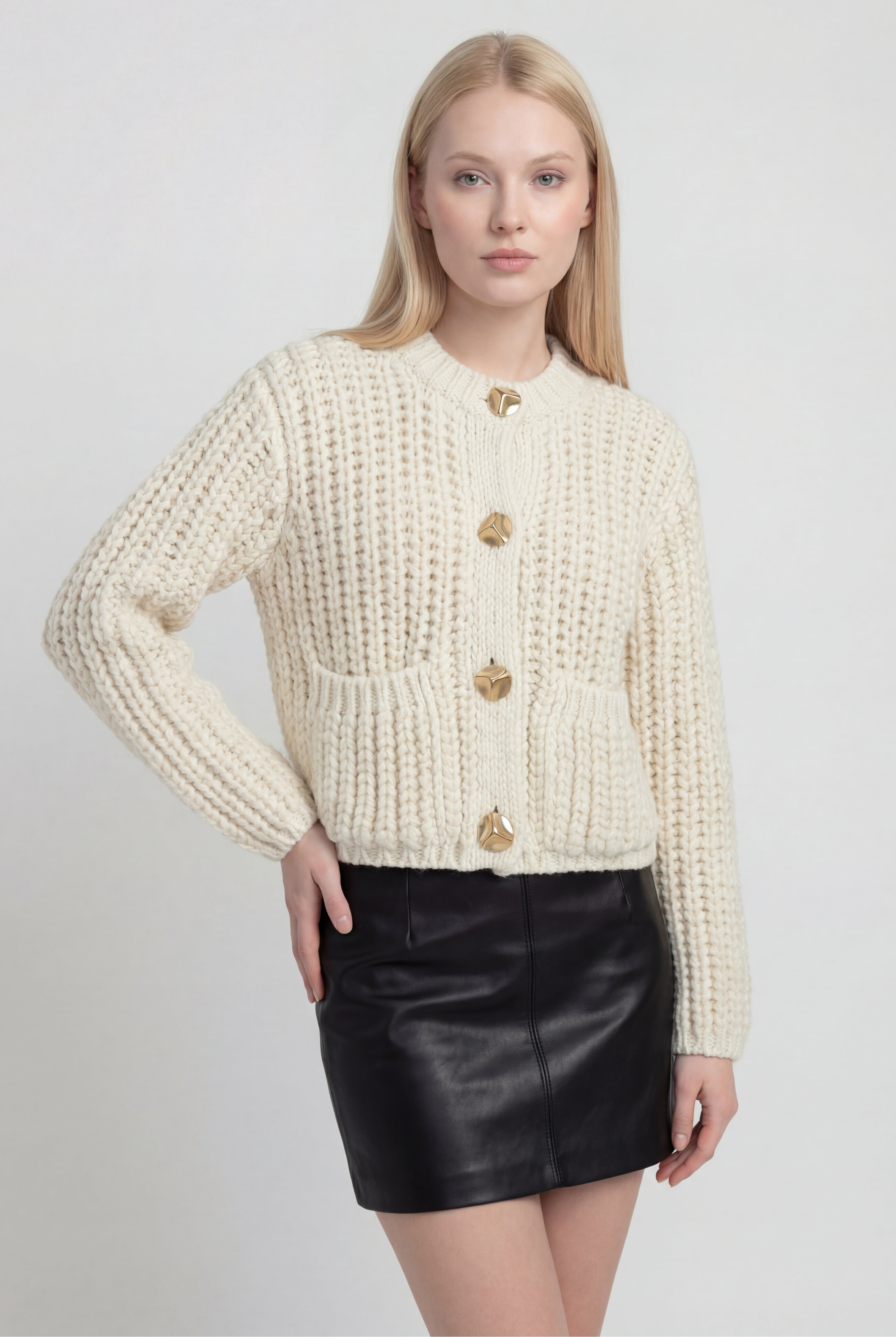 Victoria white long cardigan sweater by Lumina Wear, featuring a cozy, relaxed fit and soft knit fabric.