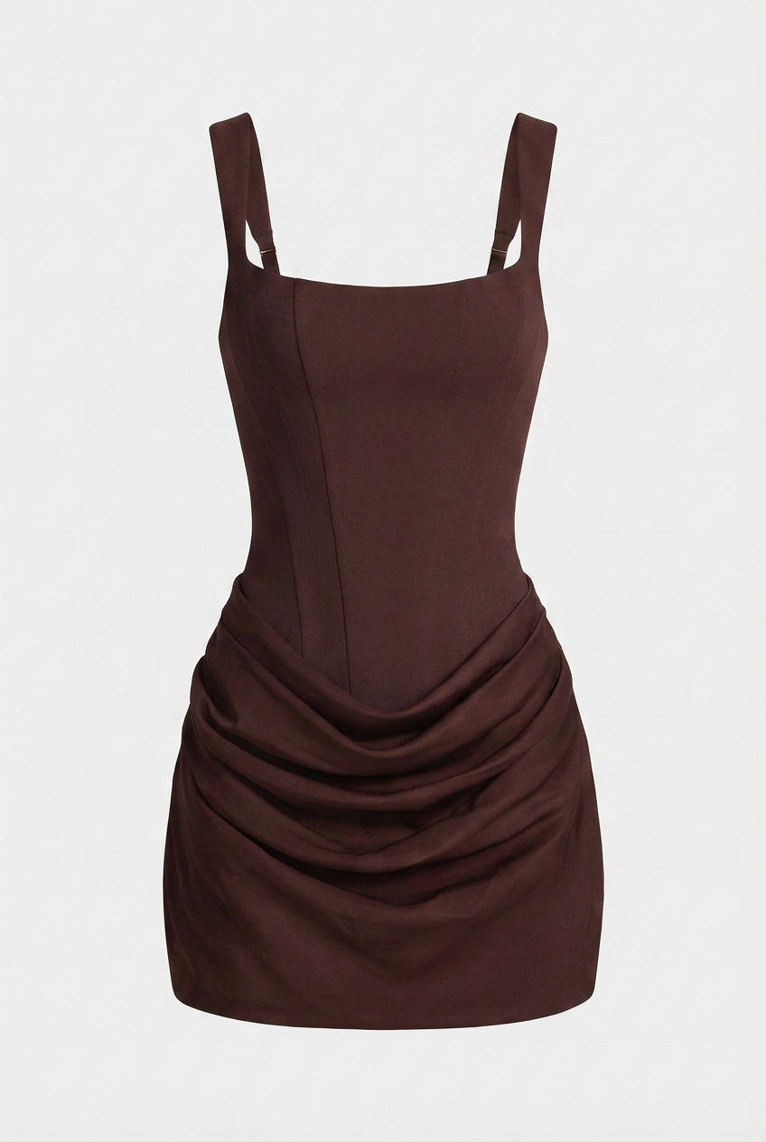 bodycon hourglass dress Victoria | Draped Earthy Mini with Fit Color:LEMON