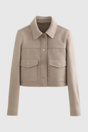 Lumina Wear Victoria elegant autumn jacket in apricot with classic button closure, stylish and lightweight for fall weather.