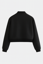 Elegant black bomber jacket from Lumina Wear, featuring a timeless design and classic fit, perfect for stylish casual wear.