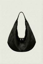 Victoria black suede hobo handbag by Lumina Wear with multiple pockets, stylish and spacious for everyday use.