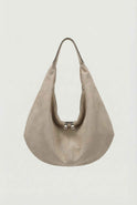 Elegant black suede hobo handbag by Lumina Wear featuring multiple pockets and a stylish, spacious design.
