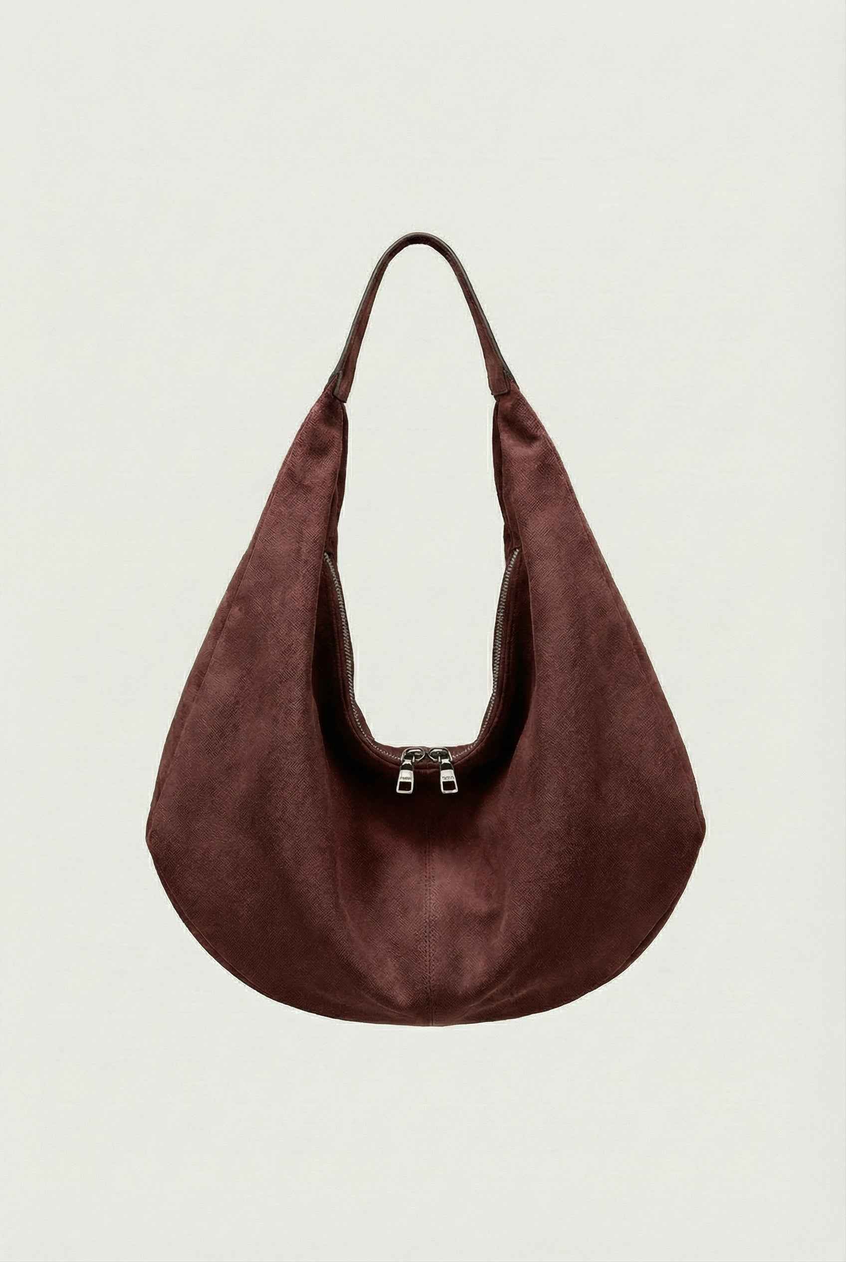 Lumina Wear Victoria black suede hobo handbag with multiple pockets, stylish and spacious for everyday use.