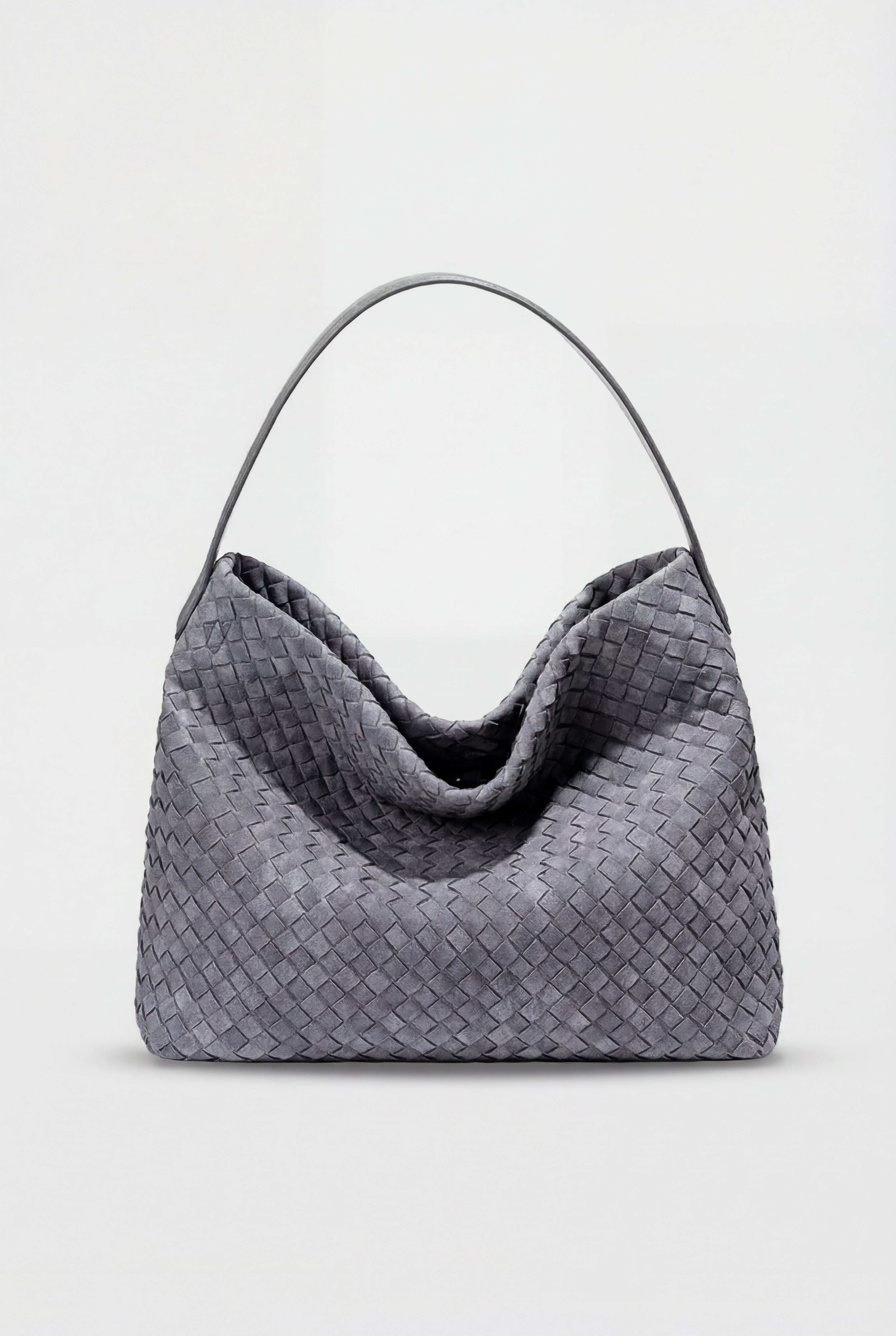Lumina Wear Victoria black suede tote bag with a spacious design, perfect for stylish and practical everyday use.