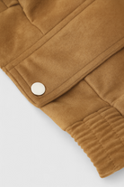 Elegant brown bomber jacket from Lumina Wear featuring versatile design and stylish fit, perfect for casual or dressy outfits.