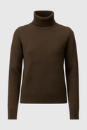 Elegant brown turtleneck sweater by Lumina Wear featuring a slim fit and velvety finish, perfect for stylish winter outfits.