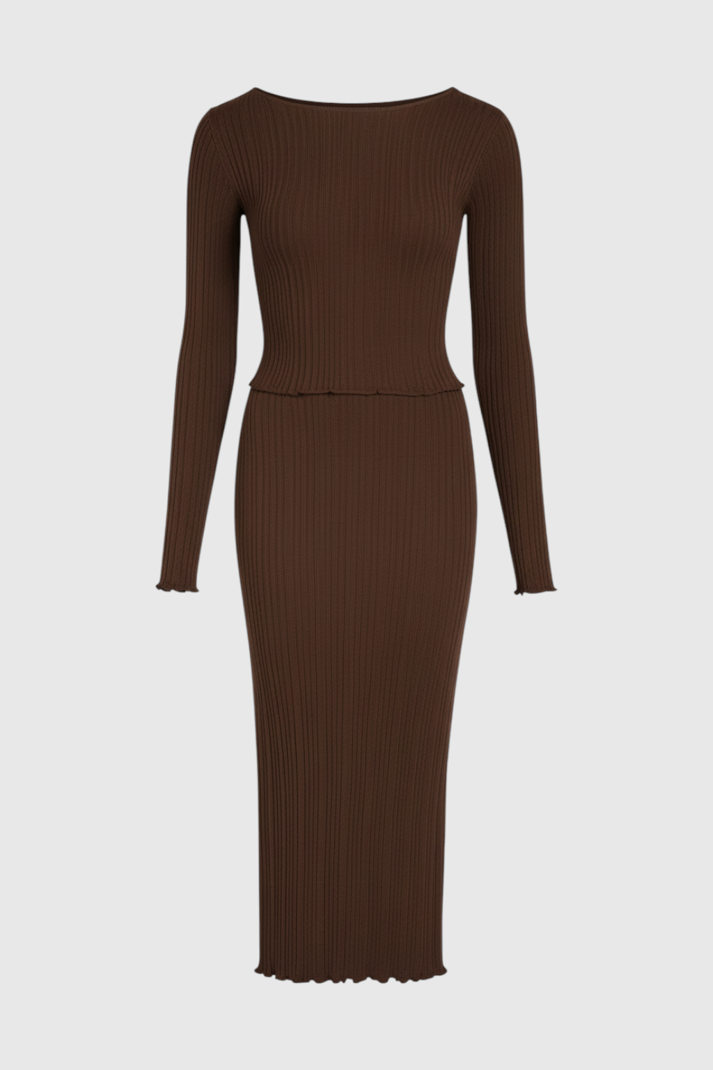 Victoria | Elegant Dark Brown Maxi Skirt Set with Flattering Fit