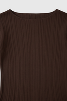 Elegant dark brown maxi skirt set by Lumina Wear featuring a flattering fit, perfect for stylish and comfortable wear.