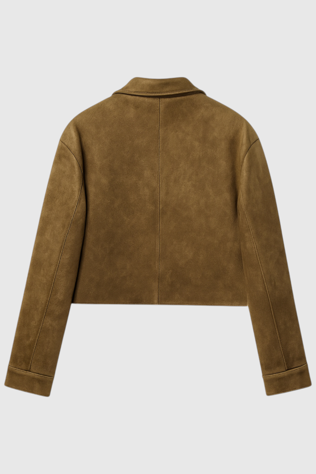 Women’s brown casual jacket with elegant French collar and long sleeves from Lumina Wear, styled for a chic, relaxed look.