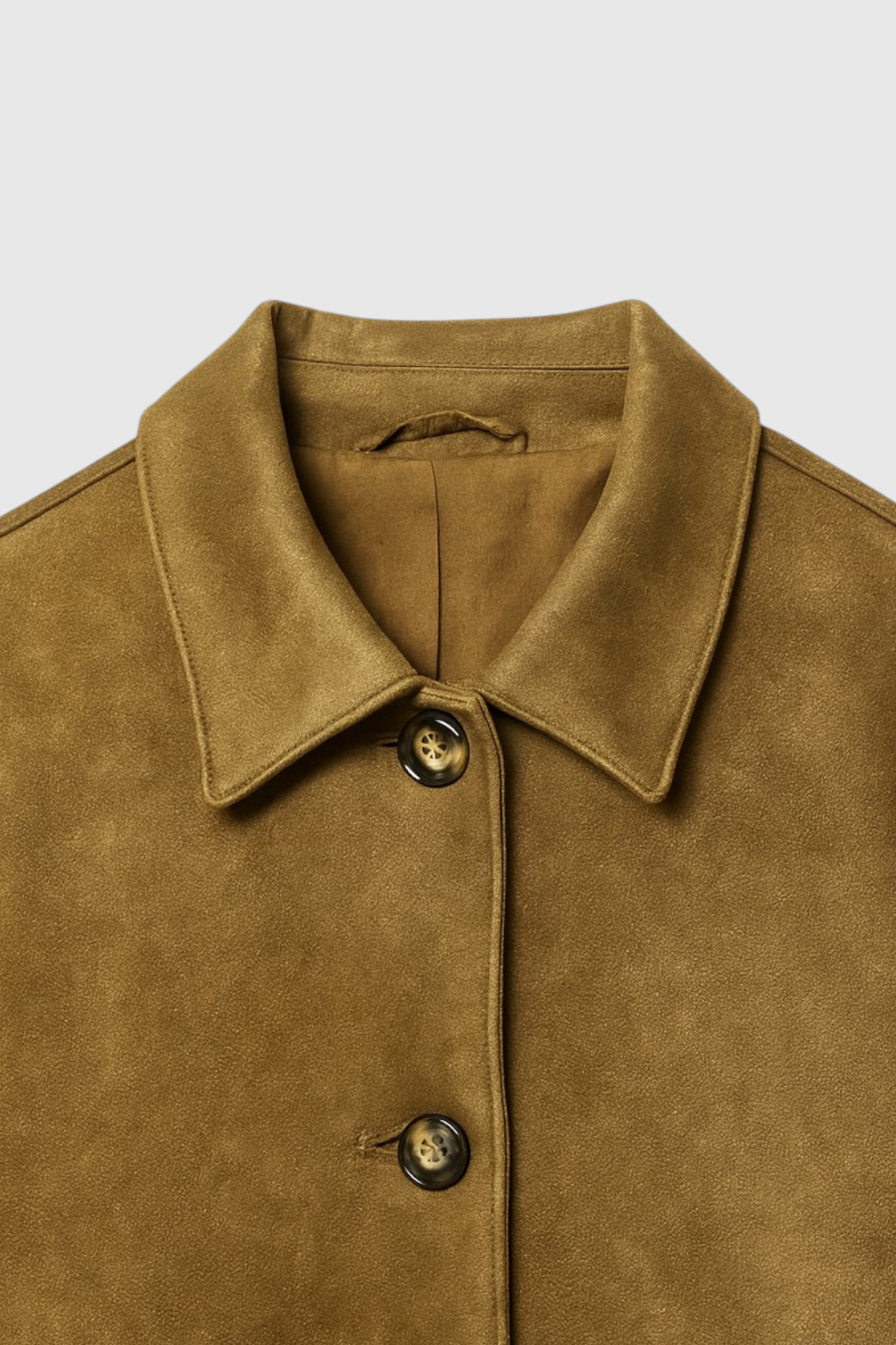 Brown Victoria women's casual jacket with elegant French collar and long sleeves by Lumina Wear, stylish and comfortable for everyday wear.