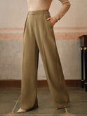 Black Victoria high waist wide-leg trousers by Lumina Wear, showcasing a sleek, tailored fit with elegant wide-leg design.