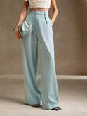 Black high waist wide-leg trousers from Lumina Wear's Victoria collection, stylish and elegant pants for a sophisticated look.