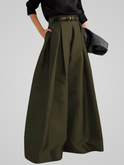 Black Victoria high-waisted trouser skirt with A-line cut from Lumina Wear, showcasing a stylish and elegant silhouette.