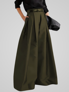 Black Victoria high-waisted trouser skirt with A-line cut from Lumina Wear, stylish and elegant for sophisticated looks.