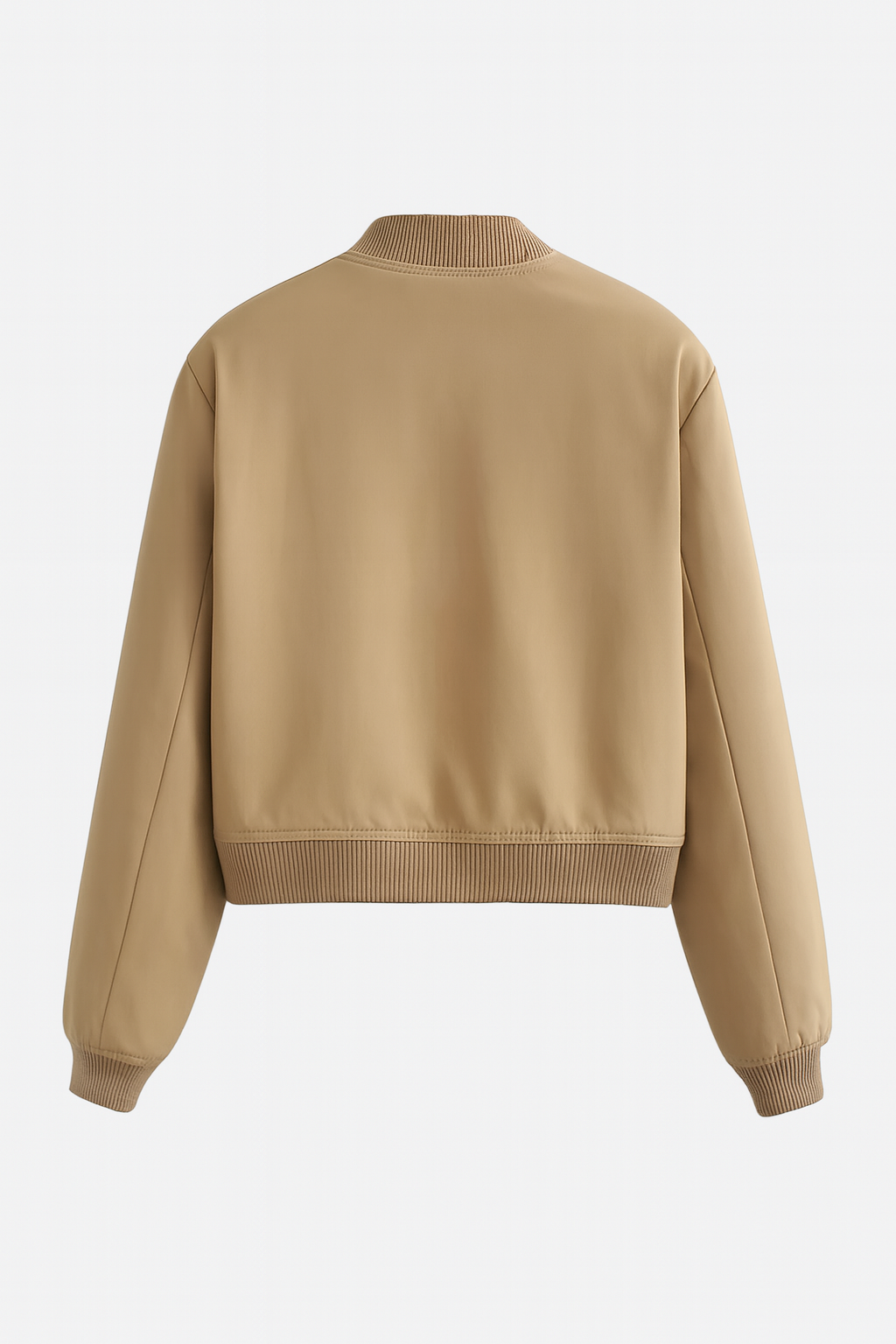 Victoria Khaki Bomber Jacket by Lumina Wear, featuring a loose fit and elegant design, shown in a stylish khaki color.