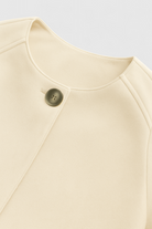 Lumina Wear Victoria khaki short jacket with O-neck and long sleeves, stylish women's jacket perfect for casual wear.