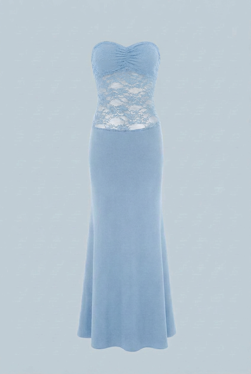 Elegant Victoria lace mermaid wedding dress by Lumina Wear featuring a sculpted silhouette and intricate lace details.