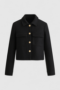 Victoria black lightweight windbreaker jacket by Lumina Wear, stylish fit, and sleek design for casual wear.