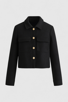 Victoria Lumina black lightweight windbreaker jacket with flattering fit, shown on a model, stylish and versatile windbreaker for women.