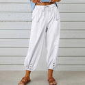 White Victoria Lumina Wear lightweight wide-leg trousers, stylish and elegant pants with a relaxed fit.