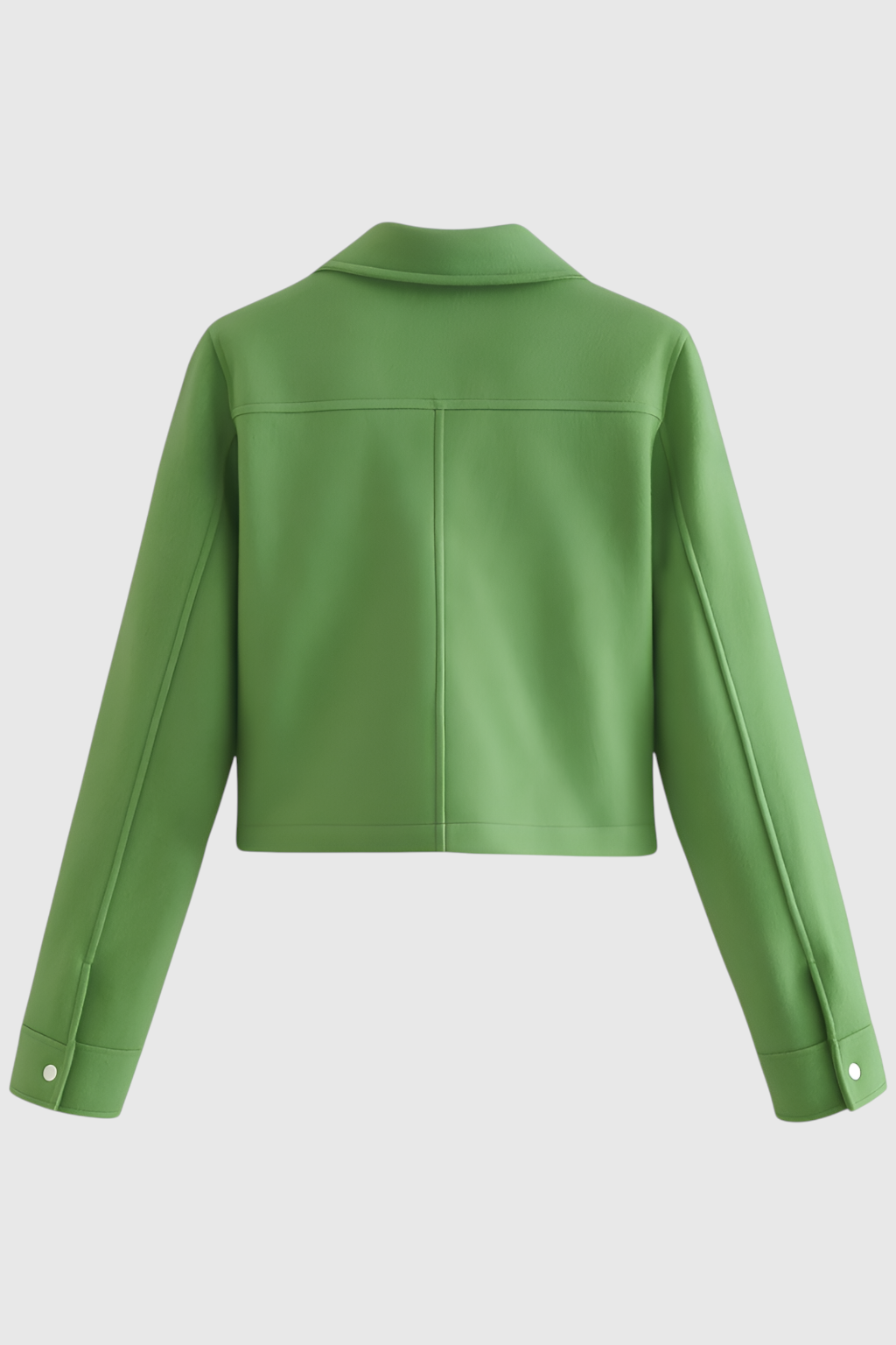 Elegant green long sleeve jacket with button closure by Lumina Wear, showcasing a tailored fit and stylish design.