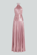 Elegant metallic pink Victoria dress by Lumina Wear featuring a versatile cut, perfect for stylish women’s fashion.