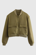 Victoria Lumina green bomber jacket with a comfortable fit, featuring military-inspired design and stylish details.