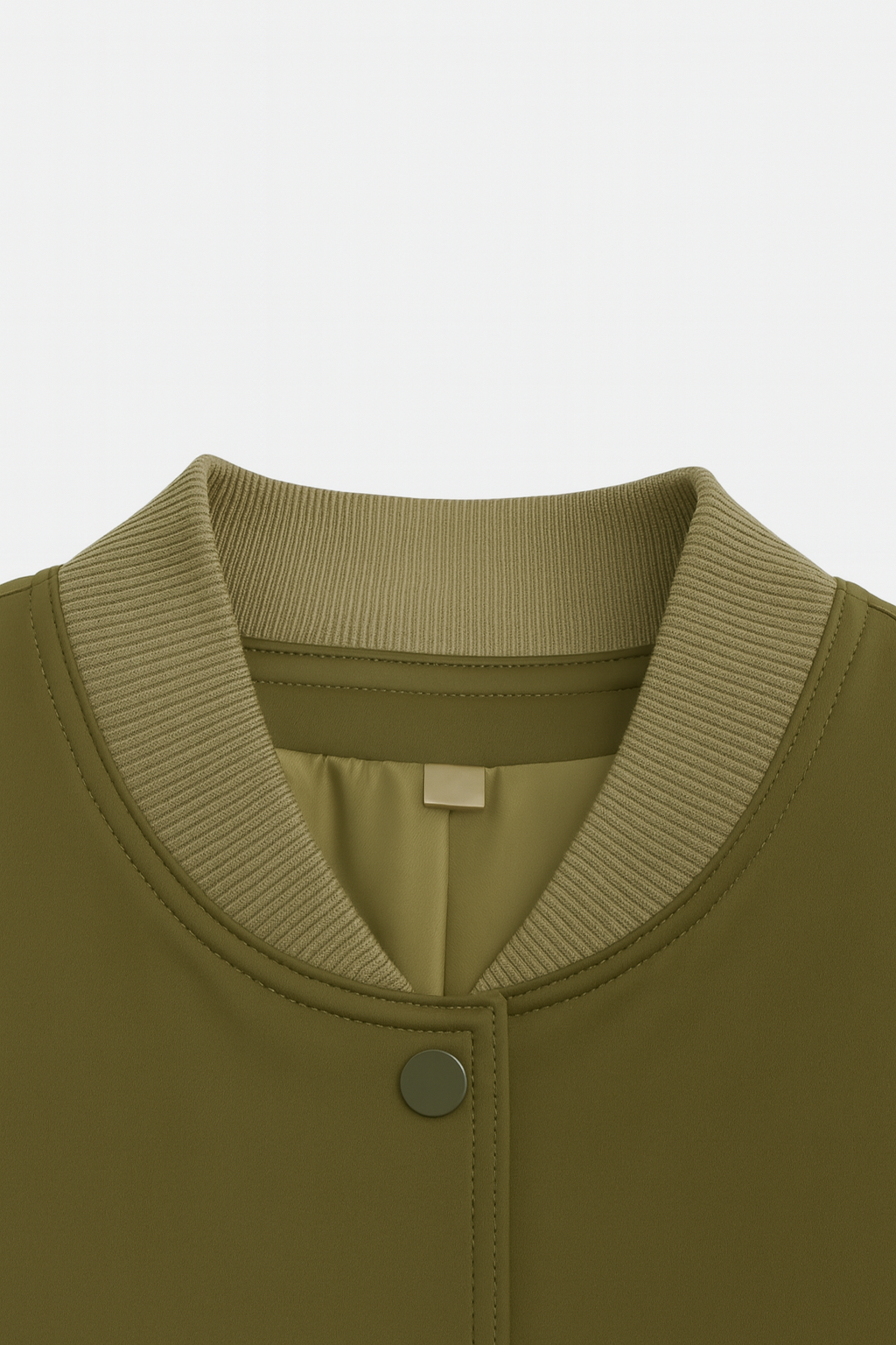 Victoria Lumina military green bomber jacket with a comfortable fit, stylish design, and classic silhouette for women.