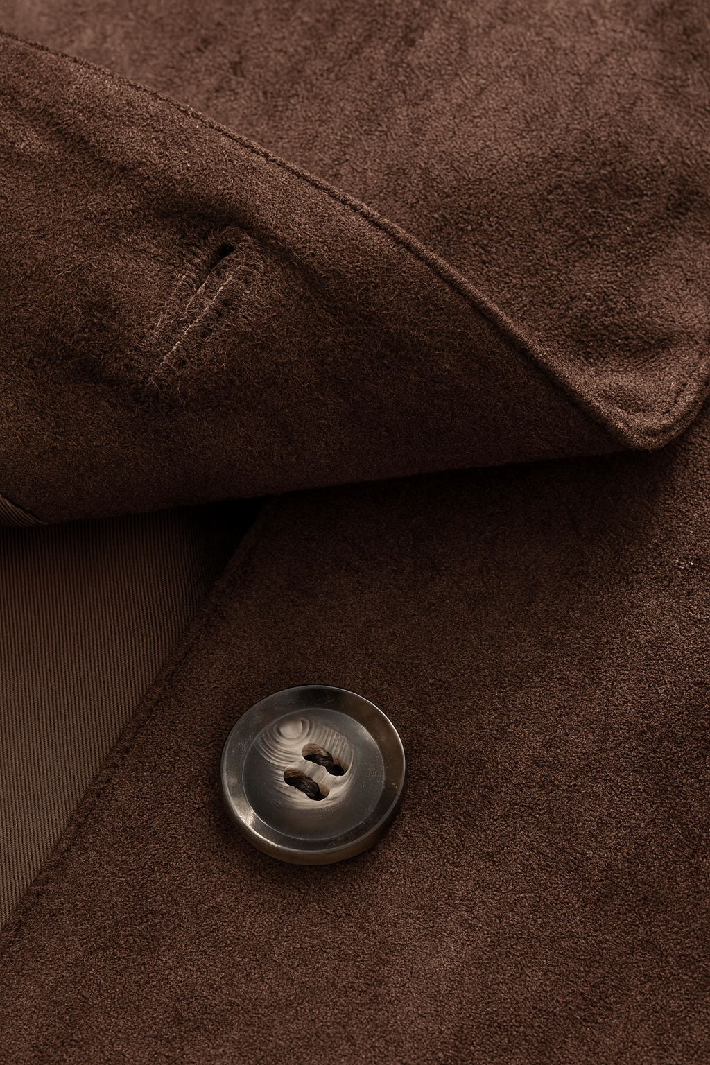 Victoria women's elegant O-neck jacket with long sleeves and pockets by Lumina Wear in coffee color.